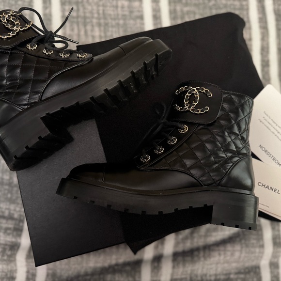 Authentic Chanel Brave Boot 37 Black Calfskin Leather - Picture 4 of 11